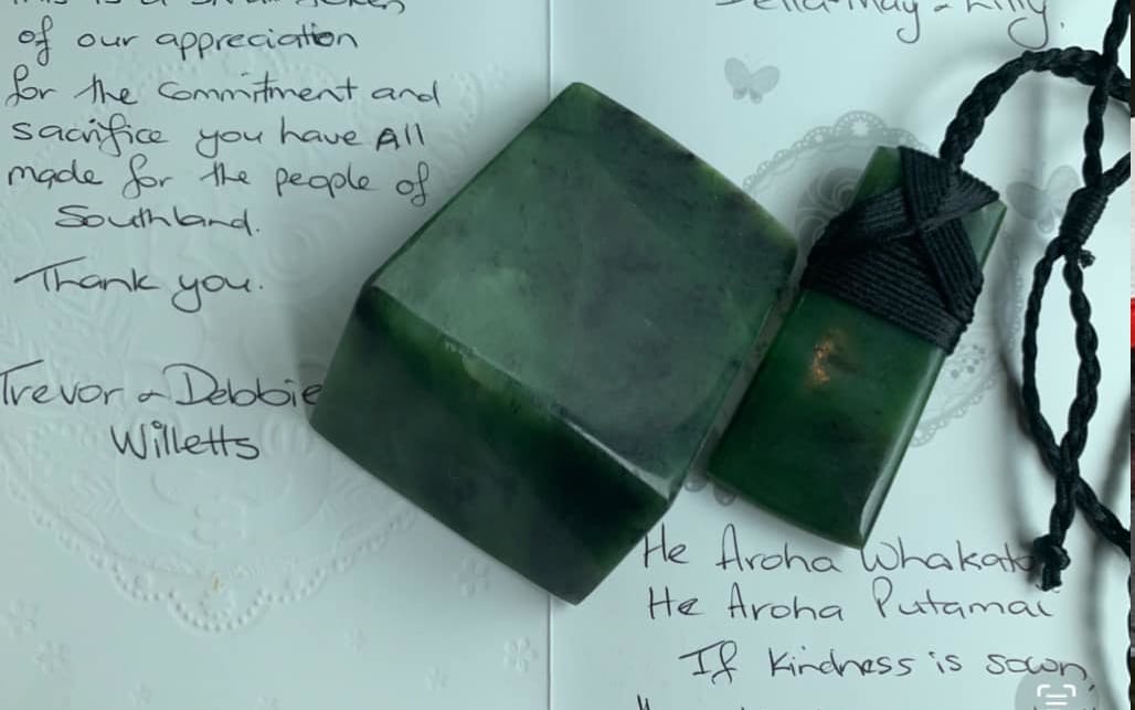 A precious pounamu carving is missing from cancer campaigner Blair Vining's grave site.