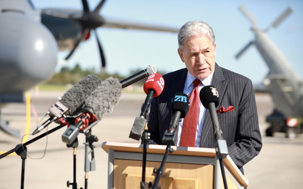 Deputy Prime Minister Winston Peters at the Royal New Zealand Air Force base in Auckland.