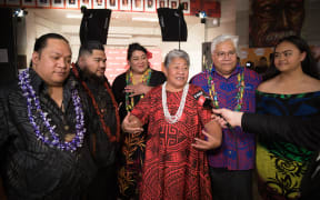 Punialavaâa backstage after winning the Lifetime Achievement Award at the Pacific Music Awards.