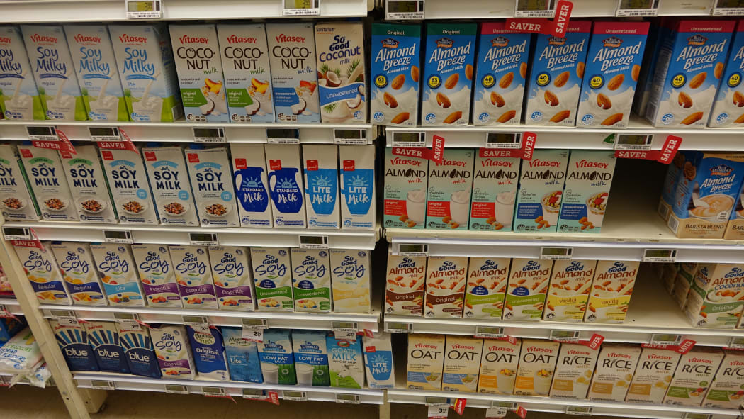 Various plant-based milks.