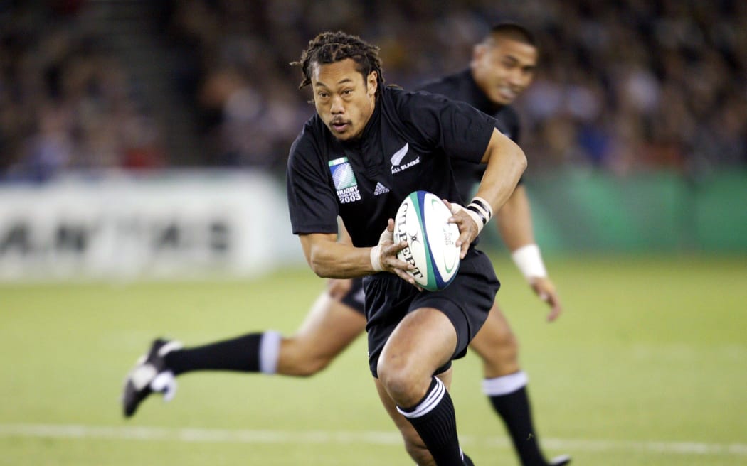 11 October 2003, Rugby World Cup, First pool D match, All Blacks vs Italy, Telstra Dome, Melbourne, Australia.
Tana Umaga.
NZ won 70-7.
Pic: Geoff Dale/Photosport