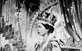Queen Elizabeth II poses on her Coronation day