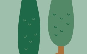 illustration of two pine trees