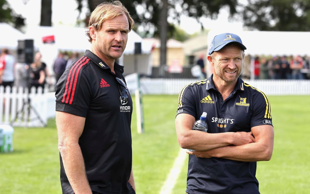 Crusaders head coach Scott Robertson and Highlanders head coach Tony Brown