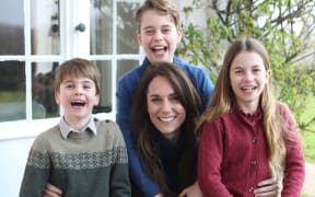 A handout photo released by Kensington Palace on March 10, 2024, shows Britain's Catherine, Princess of Wales with her children, Britain's Prince Louis of Wales, Britain's Prince George of Wales and Britain's Princess Charlotte of Wales, taken in Windsor earlier this week by the Prince of Wales.