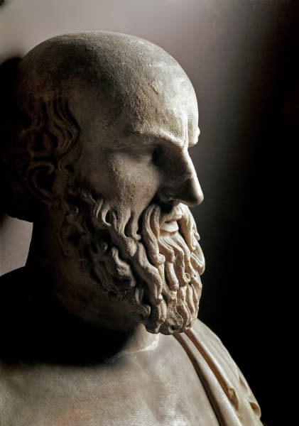 Bust of Aeschylus (or Aeschylus, 526-456 BC), Greek playwright - Marble sculpture made in the 5th century BC, Musei dei Capitolini, Rome.