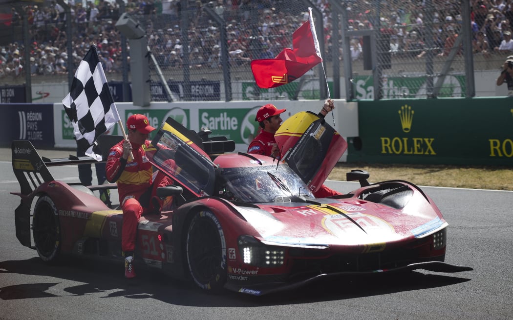 Ferrari wins the 2023 Le Mans 14 hour race with Pier Guidi, Antonio Giovinazzi and James Calado.