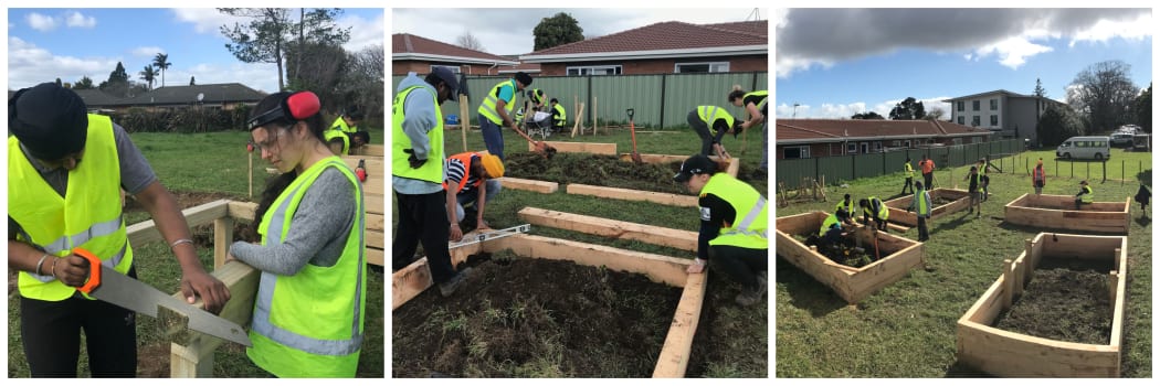 MIT students working on Awhinatia Garden