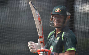 Australian batsman David Warner in the nets at the SCG.