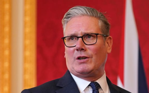 Britain's Prime Minister Keir Starmer speaks at an event for representatives of the Civil Nuclear industry, at a reception at Lancaster House in central London on September 15, 2025, to mark the announcement of a new UK-US partnership on nuclear. (Photo by Alberto Pezzali / POOL / AFP)