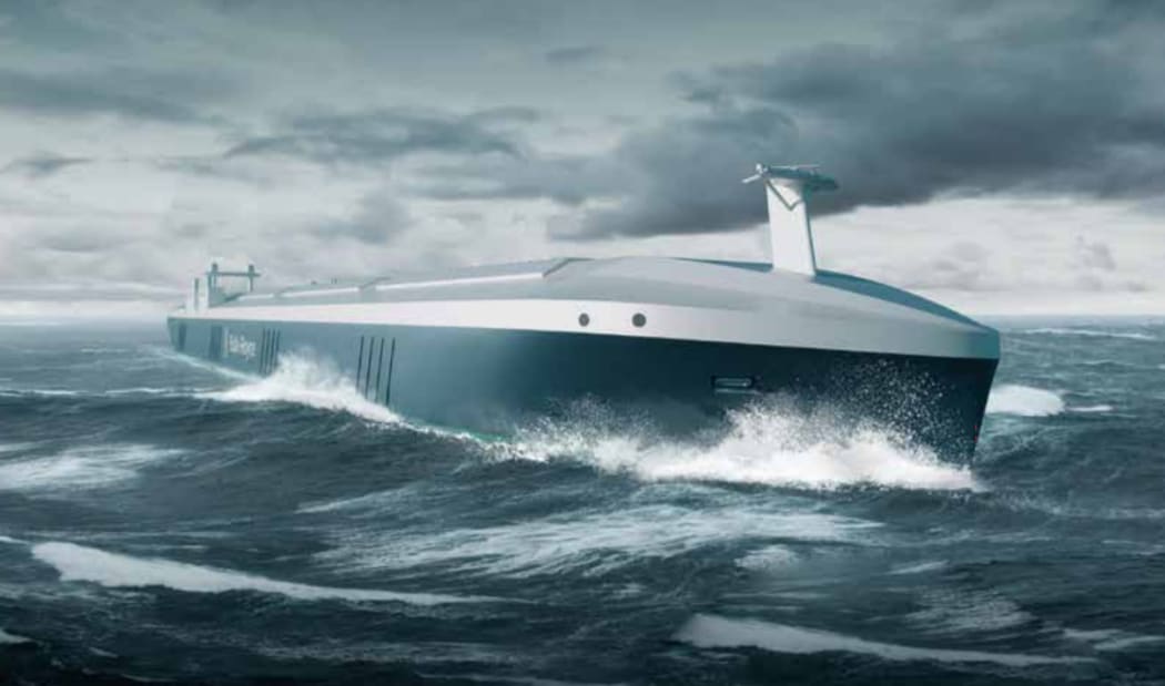An artist's impression of an autonomous ship.