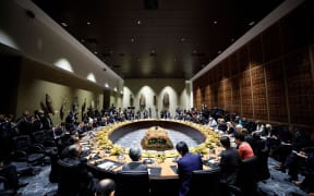 Ministers attend a Pacific Islands Countries Informal Dialogue with leaders at the APEC summit in Port Moresby on November 17, 2018.