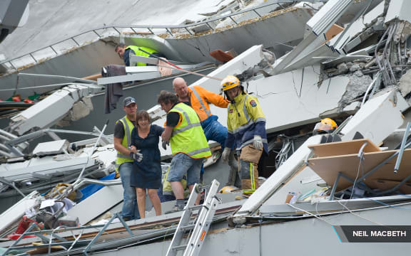 The rescue of people trapped in the Pyne Gould building after the Christchurch Feb 22 earthquake.