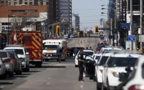 The scene in Toronto where a van plowed into pedestrians.