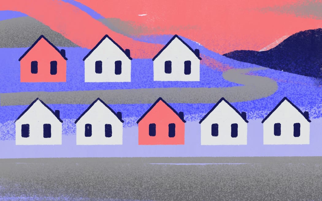 Stylised illustration of rows of houses