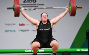 New Zealand's Laurel Hubbard.
Weightlifting, Women's +90kg 2018. Carrara Sports Hall. Commonwealth Games, Gold Coast, Australia.