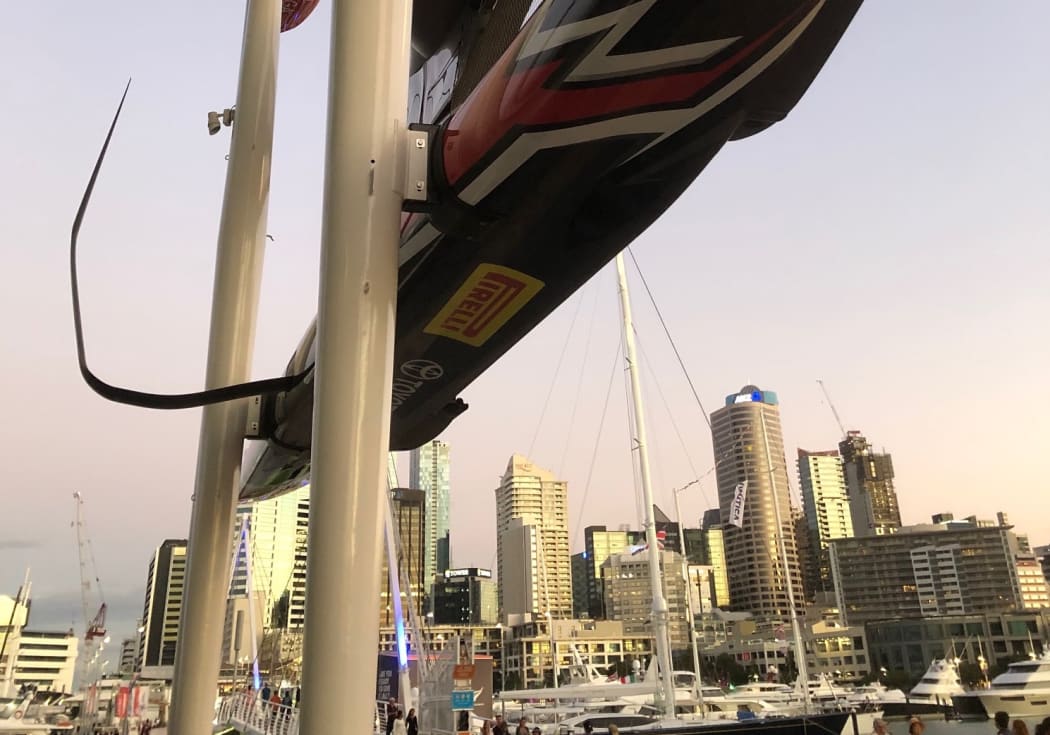 Outside Team New Zealand's base on Auckland's Viaduct Harbour during America's Cup 2020