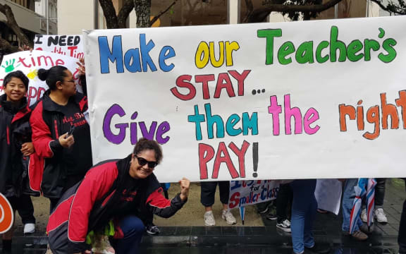 Teachers take to the streets of central Auckland.