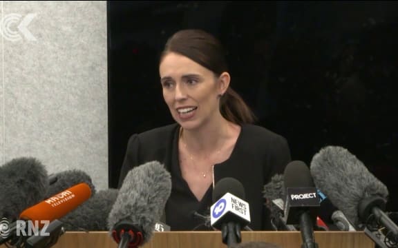 Jacinda Ardern in Christchurch, seeking to calm, comfort