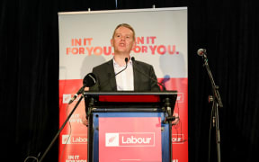 Labour leader Chris Hipkins speaking at a rally at New Brighton in Christchurch, on 10/9/23.