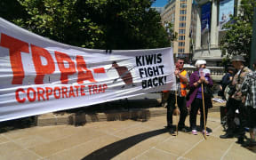 About 1000 people marched against the TPPA in Auckland on 8 November 2014.