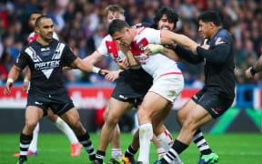 England captain tackled during Four Nations Test against New Zealand