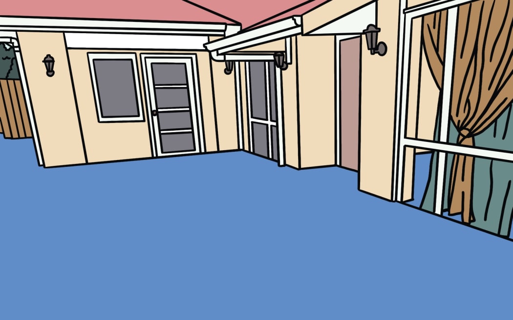 Flood damaged home illustration