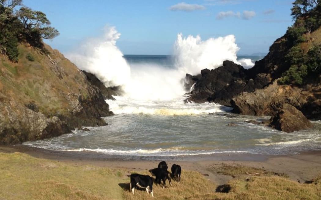 Waves pound through The Gap in the aftermath of 2015's Cyclone Pam.