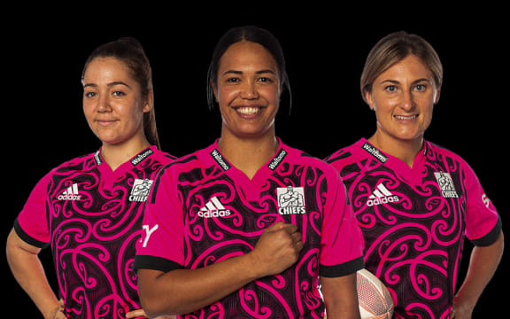 Chiefs Manawa players Pia Tapsell, Chyna Hohepa, Hazel Tubic.
