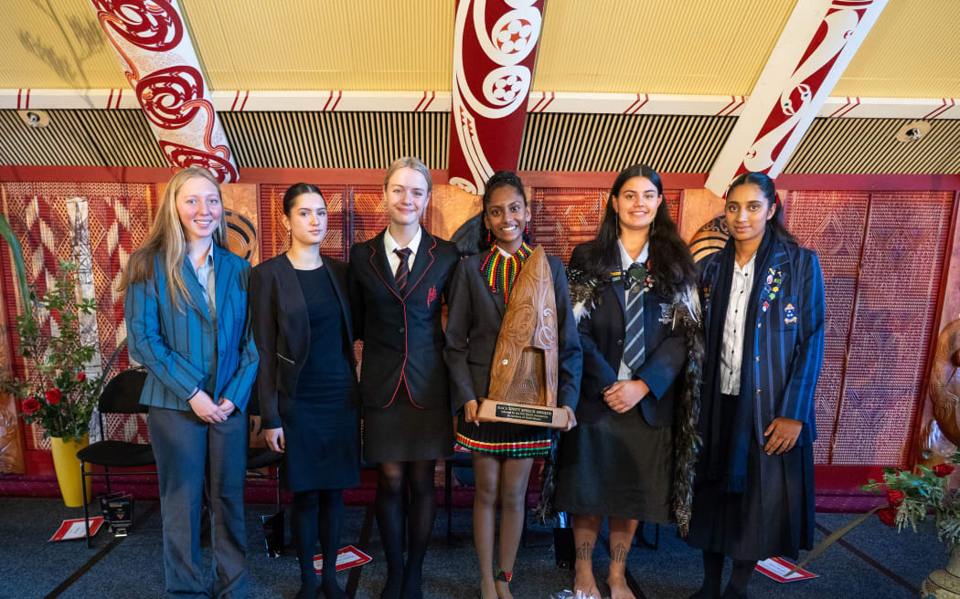 Jordyn Joy Pillay and other award recipients at the 2025 Race Unity Speech Awards.