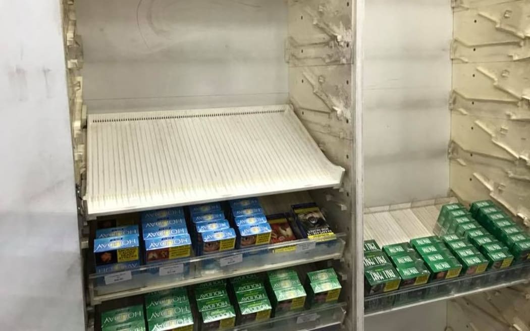 A group of young men took off with $7000 worth of cigarettes from the Hillside Superette in Papatoetoe on Monday.