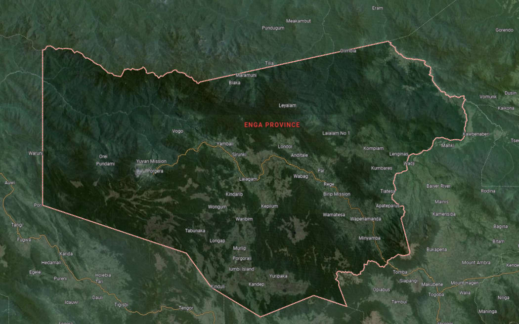 Satellite map view of Enga Province in Papua New Guinea.