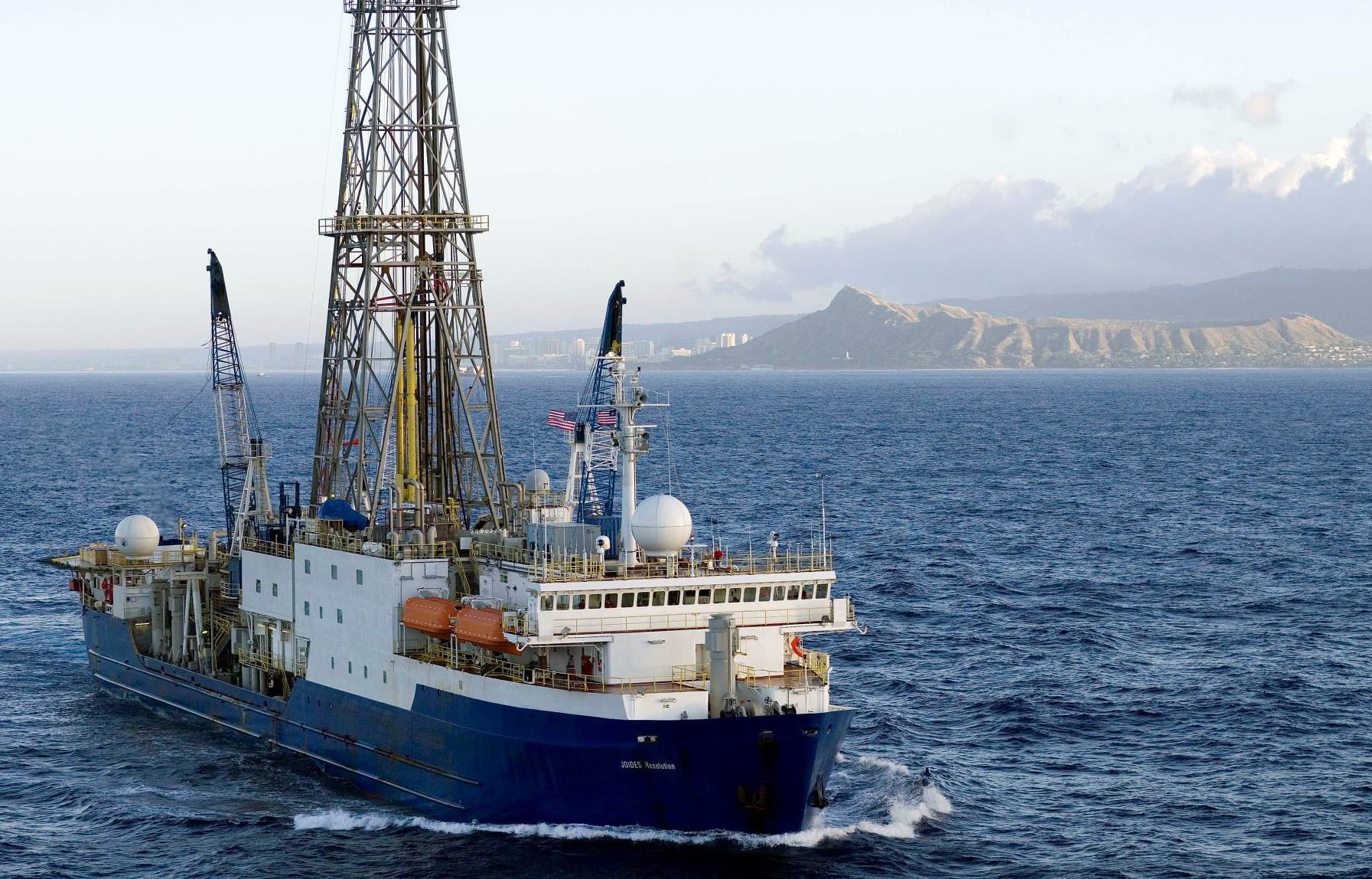 The JOIDES Resolution drilling ship is carrying out six two-month long research expeditions around New Zealand.