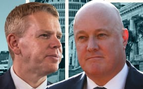 Focus on Politics: Composite of Christopher Luxon, Chris Hipkins and the Beehive.