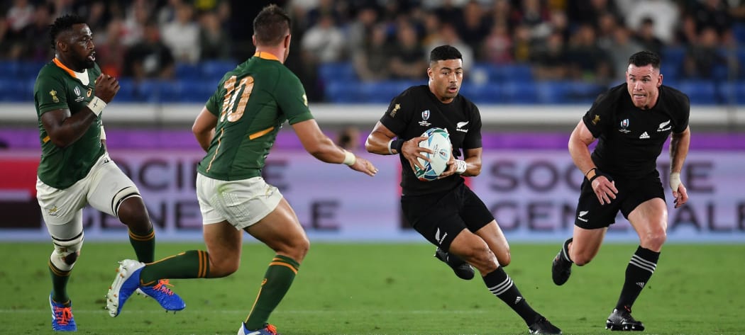 New Zealand's Richie Mo'unga in action during this evening's game
Rugby World Cup 2019, New Zealand All Blacks v South Africa at International Stadium, Yokohama, Japan on 21st September 2019.
Copyright photo: Ashley Western / www.photosport.nz