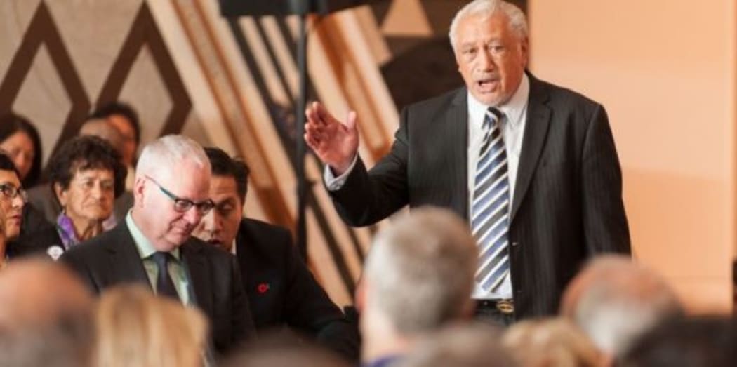 A supporter of traditional roles.Te Arawa leader, Sir Toby Curtis, speaks at an education conference.