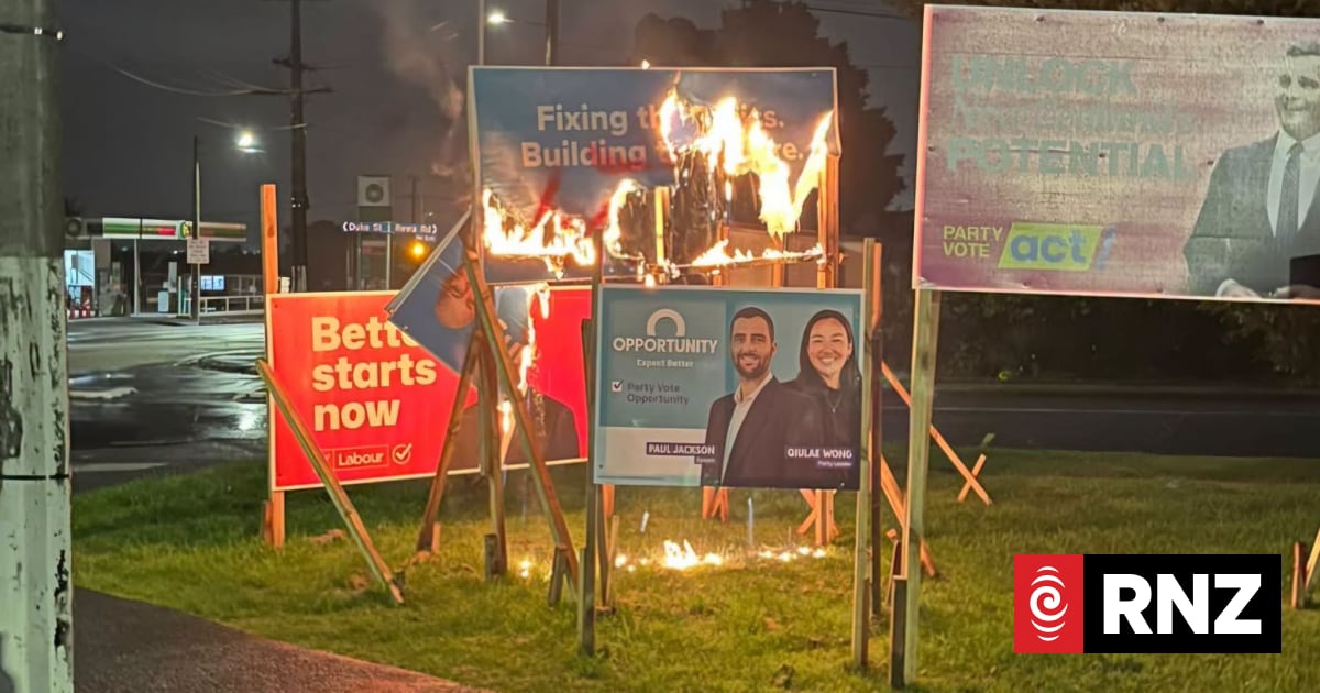 Election signage deliberately set on fire, National MP Carlos Cheung says