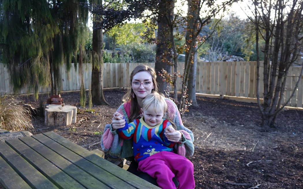 Waitati mum Laura Deaker and her son Morgan hope to turn the library garden into a playground.