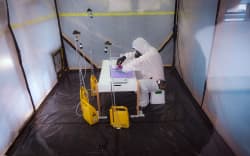 Asbestos testing is carried out.