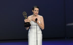 Claire Foy accepts the Emmy award for Outstanding Lead Actress in a Drama Series for 'The Crown'.
