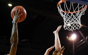 Scotty Hopson of the Breakers in blocked by Daniel Trist of SE Melbourne during the NBL Basketball game, South East Melbourne Phoenix V New Zealand Breakers, Horncastle Arena, Christchurch, New Zealand, 14th February 2020. Copyright photo: John Davidson / www.photosport.nz