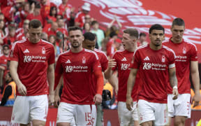 Chris Wood with his Nottingham Forest team-mates, 2025.