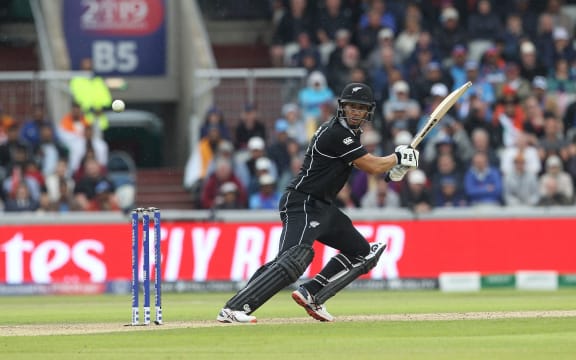 Ross Taylor of New Zealand batting during the ICC Cricket World Cup 2019 match between India and New Zealand at Old Trafford, Manchester