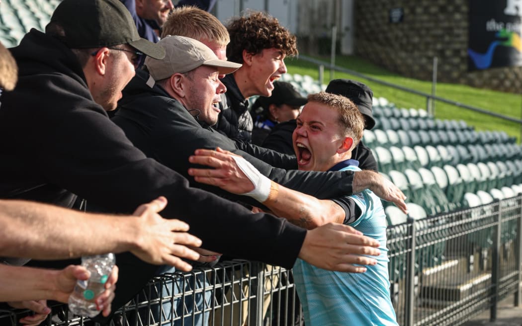 Auckland FC's Daniel Normann celebrates his goal during the team's clash against Bula FC at the OFC Pro League 2026, North Harbour Stadium Auckland, Friday 23 January 2026. Photo: Shane Wenzlick / www.phototek.nz