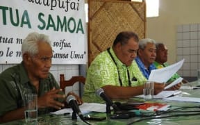 Tautua Samoa party MPs at a press conference.