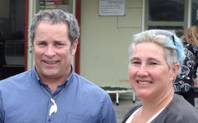 Berhampore School principal Mark Potter and parent Alana Spragg.
