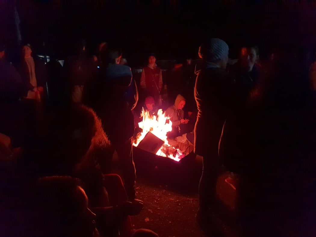 Opponents of the Ihumātao housing development camped out at the site's entrance overnight on Tuesday 23 July.