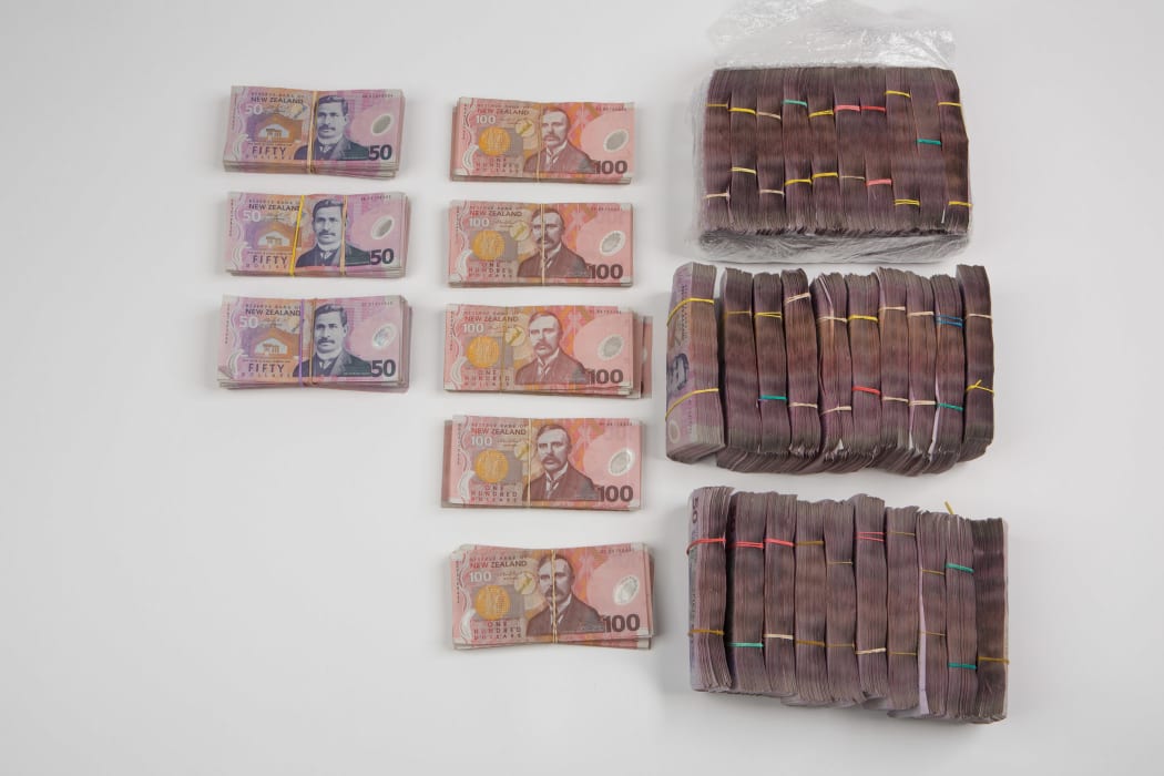 Cash seized in a police and customs joint operation.