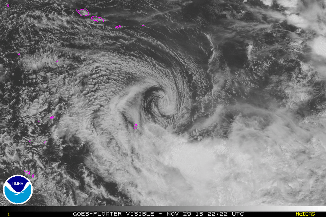 Satellite Image of Cyclone Tuni on Sunday night.