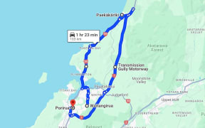 An image of Google Maps showing the estimated journey the man took to avoid police.